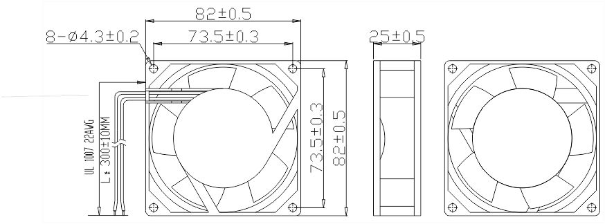 风扇安装尺寸图 风扇安装尺寸图