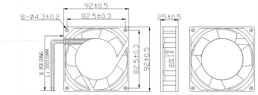 风扇安装尺寸图