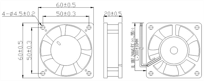 风扇安装尺寸图 风扇安装尺寸图