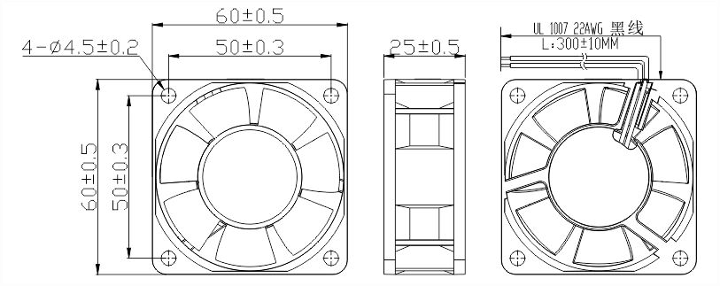 风扇安装尺寸图 风扇安装尺寸图