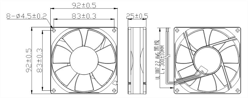 风扇安装尺寸图
